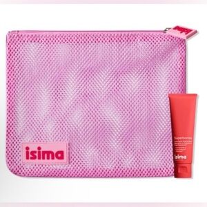 Isima Branded Pink Mesh Pouch and Superbomba Triple Repair Peptide Hair Mask 1oz